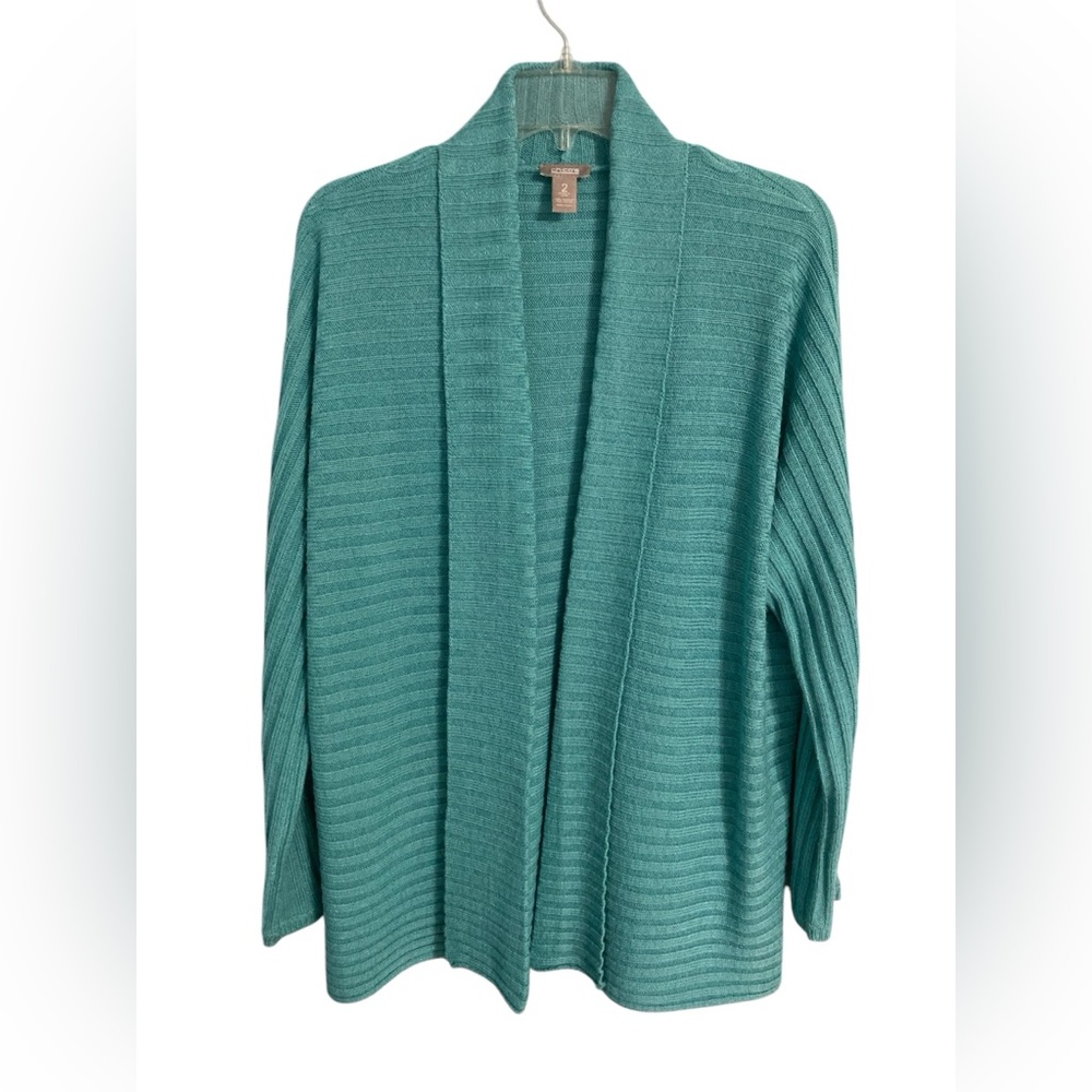 Chicos teal open long cardigan sweater shawl Size 2 (M/L)